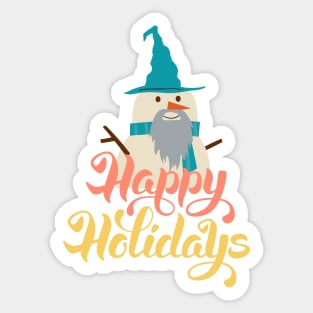 Happy Holidays - Wizard Snowman - Fantasy Sticker